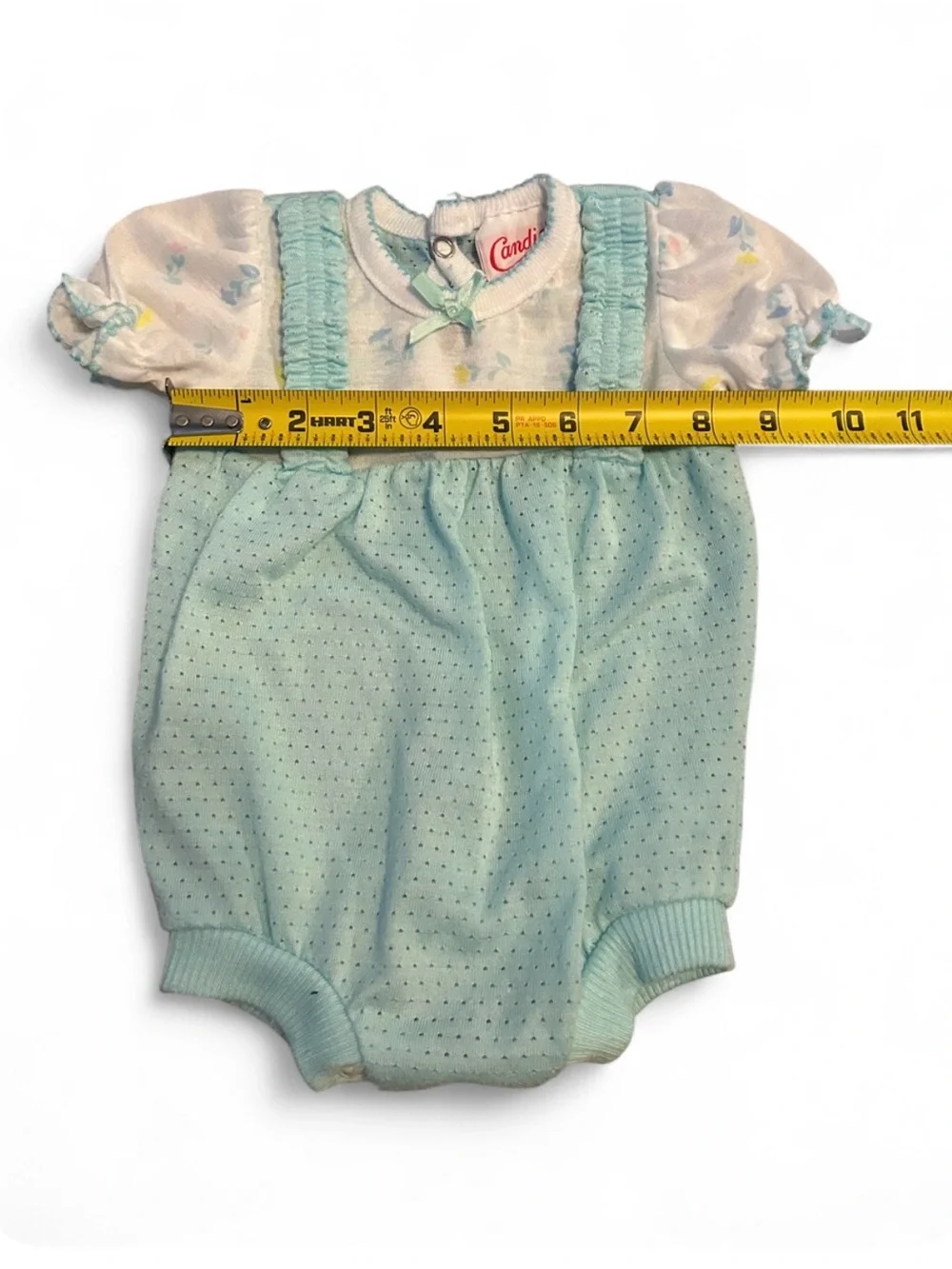 Vintage Candie’s Baby Blue Bubble Romper | 80s/90s Pastel Puff Sleeve